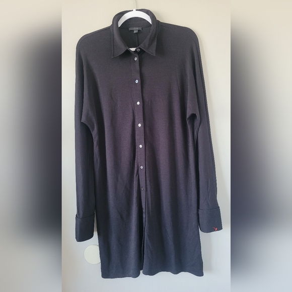 COS Women's Stretch Lyocell Shirt Dress Black Button Front Medium - Picture 12 of 16